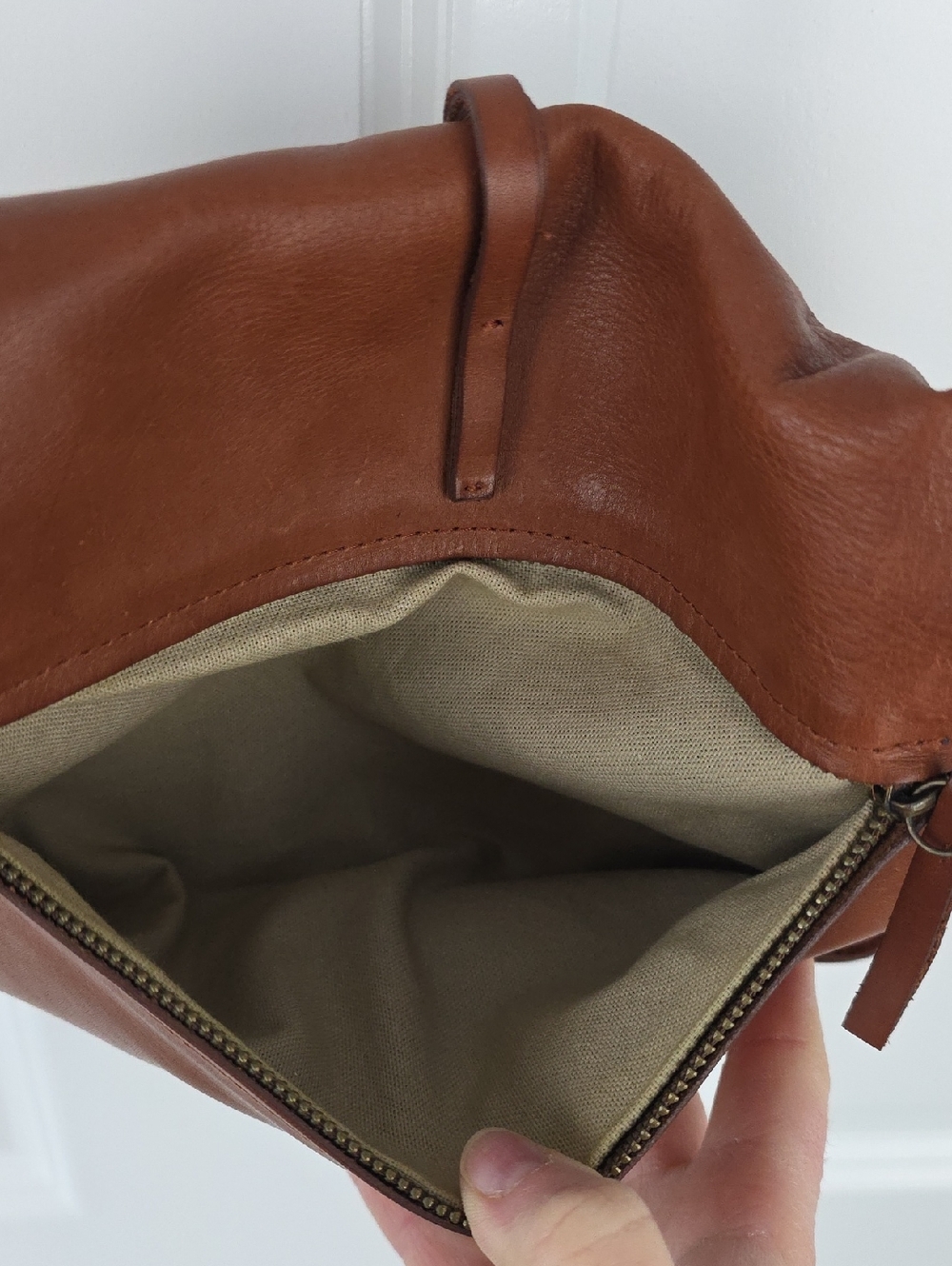 Brown Full-grain Leather Western Boho Minimalist Crossbody Bag W/ Natural Patina - Picture 8 of 10